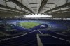 A view of the stadium prior to an Italian national team training session ahead of Friday's Euro 2020, group A soccer match against Turkey, at the Rome Olympic stadium, Thursday, June 10, 2021. (AP Photo/Andrew Medichini, Pool)