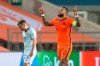Netherlands' Memphis Depay, celebrates after scoring his side's second goal during the international friendly soccer match between the Netherlands and Scotland at the Algarve stadium outside Faro, Portugal, Wednesday June 2, 2021. (AP Photo/Miguel Morenatti)