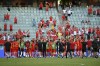 Wales players wave to fans at the end of the Euro 2020 soccer championship group A match between Wales and Switzerland, at the Baku Olympic stadium, in Baku, Azerbaijan, Saturday, June 12, 2021. The match ended 1-1. (Ozan Kose, Pool via AP)