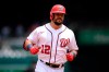 Washington Nationals' Kyle Schwarber rounds the bases after his home run during the first inning of a baseball game against the San Francisco Giants, Sunday, June 13, 2021, in Washington. (AP Photo/Nick Wass)