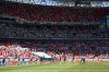 Players enter the pitch to play the Euro 2020 soccer championship group D match between England and Croatia, at Wembley stadium, London, Sunday, June 13, 2021. (Laurence Griffiths, Pool via AP)