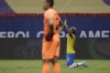 Brazil's Gabriel Barbosa, right, celebrates scoring his side's third goal against Venezuela during a Copa America soccer match at the National Stadium in Brasilia, Brazil, Sunday, June 13, 2021. (AP Photo/Eraldo Peres)