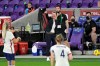 Canada head coach Bev Priestman, centre, calls out instructions during the first half of a SheBelieves Cup women's soccer match against the United States, Thursday, Feb. 18, 2021, in Orlando, Fla. THE CANADIAN PRESS/AP-Phelan M. Ebenhack