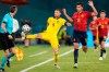 Sweden's Marcus Berg, left, challenges for the ball with Spain's Rodri during the Euro 2020 soccer championship group E match between Spain and Sweden at La Cartuja stadium in Seville, Monday, June 14, 2021. (AP Photo/Thanassis Stavrakis, Pool)
