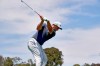 Jon Rahm, of Spain, plays his shot from the eighth tee during a practice round of the U.S. Open Golf Championship, Tuesday, June 15, 2021, at Torrey Pines Golf Course in San Diego. (AP Photo/Gregory Bull)