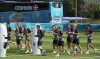 Danish players exercise during a training session of Denmark's national team in Helsingor, Denmark, Tuesday, June 15, 2021. It is the second training of the Danish team since the Euro championship soccer match against Finland when Christian Eriksen collapsed last Saturday. (AP Photo/Martin Meissner)