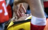 Russia's Mario Fernandes is carried off the pitch during the Euro 2020 soccer championship group B match between Finland and Russia at the Gazprom Arena stadium in St. Petersburg, Russia, Wednesday, June 16, 2021. (AP Photo/Kirill Kudryavtsev, Pool)