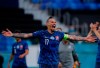 Slovakia's Marek Hamsik celebrates at the end of the Euro 2020 soccer championship group E match between Poland v Slovakia at the Saint Petersburg stadium in St. Petersburg, Russia, Monday, June 14, 2021. (Evgenya Novozhenina/Pool via AP)