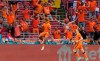 Memphis Depay of the Netherlands celebrates after scoring his side's opening goal during the Euro 2020 soccer championship group C match between the The Netherlands and Austria at Johan Cruijff ArenA in Amsterdam, Netherlands, Thursday, June 17, 2021. (AP Photo/Peter Dejong, Pool)