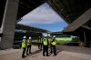 FILE - In this Jan. 25, 2021, file photo, dignitaries gather for a ribbon-cutting at Austin FC's new stadium under construction which has been named Q2 Stadium in Austin, Texas. The long and winding road in MLS is finally leading Austin FC back home. The expansion team spent its first eight weeks on the road while waiting to play in its sparkling new Q2 Stadium, and finally gets to play in front of what promises to be a thumping crowd Saturday, June 19, 2021, against San Jose. (AP Photo/Eric Gay, File)