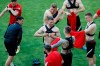 Poland players prepare for their training session at the La Cartuja stadium in Seville, Spain, Friday, June 18, 2021. Poland will play against Spain on Saturday for the Group E of the Euro 2020 soccer championship. (Jose Manuel Vidal/Pool via AP)