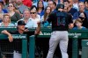 Miami Marlins manager Don Mattingly, left, congratulates Adam Duvall after his grand slam during the third inning of the team's baseball game against the Chicago Cubs in Chicago, Friday, June 18, 2021. (AP Photo/Nam Y. Huh)