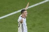 Germany's Robin Gosens after scoring his side's fourth goal during the Euro 2020 soccer championship group F match between Portugal and Germany at the football arena stadium in Munich, Saturday, June 19, 2021. (Matthias Hangst/Pool Photo via AP)