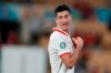 Poland's Robert Lewandowski celebrates after the Euro 2020 soccer championship group E match between Spain and Poland at La Cartuja stadium in Seville, Spain, Saturday, June 19, 2021. (AP Photo/Thanassis Stavrakis, Pool)
