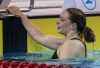 Penelope Oleksiak reacts after winning the Women’s 100m Freestyle at the Olympic Swimming Trials in Toronto on Tuesday June 22, 2021. THE CANADIAN PRESS/Frank Gunn