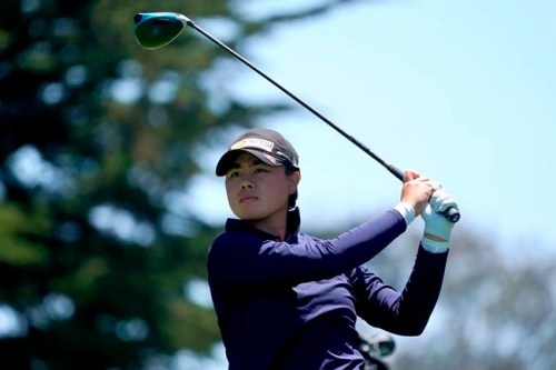 FILE - Yuka Saso, of the Philippines, plays her shot from the 10th tee during the final round of the U.S. Women's Open golf tournament at The Olympic Club in San Francisco, in this Sunday, June 6, 2021, file photo. Fresh off her first major at the U.S. Women's Open, Saso heads to Atlanta Athletic Club for a shot at another in the KPMG Women's PGA Championship. (AP Photo/Jeff Chiu, File)
