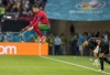 Portugal's Cristiano Ronaldo leaps in the air as he runs onto the pitch for the Euro 2020 soccer championship group F match between Portugal and France at the Puskas Arena, Budapest, Hungary, Wednesday, June 23, 2021. (AP Photo/Darko Bandic,Pool)