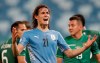 Uruguay's Edinson Cavani gestures during a Copa America soccer match against Bolivia at Arena Pantanal in Cuiaba, Brazil, Thursday, June 24, 2021. (AP Photo/Andre Penner)