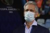 Colombia's coach Reinaldo Rueda looks on prior to a Copa America soccer match against Peru at Olimpico stadium in Goiania, Brazil, Sunday, June 20, 2021. (AP Photo/Eraldo Peres)