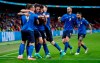 Italy's Federico Chiesa, third from left, celebrates with his teammates after scoring his side's opening goal during the Euro 2020 soccer championship round of 16 match between Italy and Austria at Wembley stadium in London, Saturday, June 26, 2021. (AP Photo/Frank Augstein, Pool)