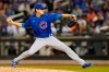 Chicago Cubs starting pitcher Kyle Hendricks winds up in the fifth inning of a baseball game against the New York Mets, Thursday, June 17, 2021, in New York. (AP Photo/Kathy Willens)