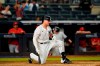 New York Yankees Luke Voit reacts after striking out trying to check his swing in the ninth inning against the Los Angeles Angels in a baseball game, Monday, June 28, 2021, at Yankee Stadium in New York. (AP Photo/Kathy Willens)