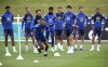 England's Dominic Calvert-Lewin during a training session at St George's Park, Burton upon Trent, England, Saturday June 26, 2021, ahead of their Euro 2020 match against Germany on Tuesday. (Nick Potts/PA via AP)
