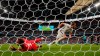 England's Harry Kane, right, celebrates after scoring his side's second goal during the Euro 2020 Soccer Championship round of 16 match between England and Germany at Wembley Stadium in London, Tuesday, June 29, 2021. (AP Photo/Frank Augstein)