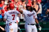 Washington Nationals' Trea Turner (7) celebrates his home run with Josh Bell, right, during the fourth inning of the team's baseball game against the Tampa Bay Rays, Wednesday, June 30, 2021, in Washington. (AP Photo/Nick Wass)
