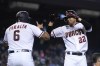 Arizona Diamondbacks' Josh Reddick (22) celebrates his two-run home run against the San Francisco Giants with David Peralta (6) during the fourth inning of a baseball game Thursday, July 1, 2021, in Phoenix. (AP Photo/Ross D. Franklin)