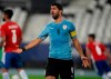 Uruguay's Luis Suarez gestures during a Copa America soccer match against Paraguay at Nilton Santos stadium in Rio de Janeiro, Brazil, Monday, June 28, 2021. (AP Photo/Ricardo Mazalan)