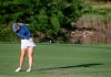 Matilda Castren, of Finland, plays her second second shot from the ninth fairway during the second round of the LPGA Volunteers of America Classic golf tournament in The Colony, Texas, Friday, July 2, 2021. (AP Photo/Ray Carlin)