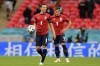 Czech Republic's Vladimir Darida and Tomas Holes, right, react after England's Raheem Sterling scored the opening goal during the Euro 2020 soccer championship group D match between the Czech Republic and England at Wembley stadium in London, Tuesday, June 22, 2021. (Justin Tallis, Pool photo via AP)