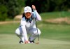 Jin Young Ko, of South Korea, lines up her putt on the 12th green during the final round of the LPGA Volunteers of America Classic golf tournament in The Colony, Texas, Sunday, July 4, 2021. (AP Photo/Ray Carlin)