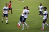 Vancouver Whitecaps forward Deiber Caicedo (7) and Vancouver Whitecaps midfielder Andy Rose (15) celebrate a goal against FC Dallas in the first half in an MLS match, Sunday, July 4, 2021, in Frisco, Texas. (AP Photo/Richard W. Rodriguez)