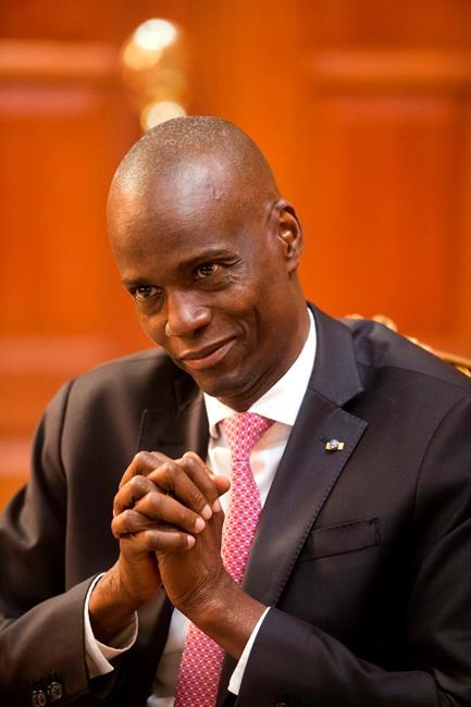 Haiti's President Jovenel Moise speaks during an interview at his home in Petion-Ville, a suburb of Port-au-Prince, Haiti, Friday, Feb. 7, 2020. Prime Minister Justin Trudeau says he strongly condemns the assassination of Haitian President Jovenel Moïse at his home earlier this morning. THE CANADIAN PRESS/AP/Dieu Nalio Chery