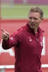 Julian Nagelsmann, new coach of German Bundesliga soccer club Bayern Munich, arrives for a first training session in Munich, Germany, Wednesday, July 7, 2021. (AP Photo/Matthias Schrader)