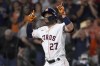 Houston Astros' Jose Altuve celebrates his three-run home run during the third inning of the team's baseball game against the Oakland Athletics, Wednesday, July 7, 2021, in Houston. (AP Photo/Eric Christian Smith)