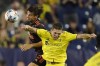 Atlanta United's Santiago Sosa, left, and Nashville SC's Luke Haakenson vie for the ball during the second half of an MLS soccer match Thursday, July 8, 2021, in Nashville, Tenn. (AP Photo/Mark Humphrey)