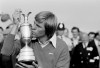 FILE - In this July 18, 1981, file photo, Bill Rogers kisses Claret Jug after the British Open Golf Championship in Sandwich, England. Rogers is one of three Americans who have won at Royal St. George's, where the British Open is held this year. (AP Photo/File)