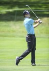 Brandon Hagy hits from the fairway of the 17th hole during the second round of the John Deere Classic golf tournament, Friday, July 9, 2021, in Silvis, Ill. (Meg McLaughlin/Quad City Times via AP)