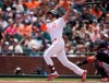 San Francisco Giants' Curt Casali hits a three-run home run against the Washington Nationals during the second inning of a baseball game Sunday, July 11, 2021, in San Francisco. (AP Photo/Tony Avelar)