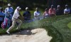 Jim Furyk hits a shot off the lip of a bunker during the final round of the U.S. Senior Open golf tournament at Omaha Country Club, Sunday, July 11, 2021, in Omaha, Neb. (Z Long/Omaha World-Herald via AP)
