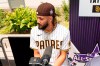 National League's Fernando Tatis Jr., of the San Diego Padres, speaks with the media prior to batting practice for the MLB All-Star baseball game, Monday, July 12, 2021, in Denver. (AP Photo/David Zalubowski)