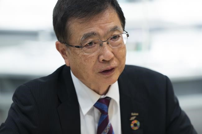 Takatoshi Ishikawa, executive vice president of FUJIFILM Holdings Corp., speaks during an interview with The Associated Press at the company's office in Tokyo on June 11, 2021. Scores of Japanese manufacturers less well known than companies like Toyota and Sony are linchpins in world supply chains and innovation. Fujifilm is one. It outlived the decline of traditional photography and has logged record profits after diversifying into a wide range of businesses, from drugs and cosmetics to advanced materials, cameras and other types of imaging machines.(AP Photo/Hiro Komae)