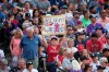 A fan cheers for American League's Shohei Ohtani, of the Los Angeles Angeles, during the first round of the MLB All Star baseball Home Run Derby, Monday, July 12, 2021, in Denver. (AP Photo/David Zalubowski)