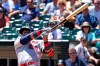 Minnesota Twins' Nelson Cruz hits a single during the first inning of a baseball game against the Chicago White Sox in Chicago, Thursday, July 1, 2021. (AP Photo/Nam Y. Huh)