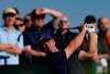 England's Paul Casey plays his shot from the 3rd tee during the first round British Open Golf Championship at Royal St George's golf course Sandwich, England, Thursday, July 15, 2021. (AP Photo/Alastair Grant)