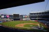 Boston Red Sox players take batting practice at Yankee Stadium, Thursday, July 15, 2021, in New York. The Yankees' post-All-Star break opener against the Red Sox on Thursday night was postponed because of positive COVID-19 tests among New York pitchers Jonathan Loaisiga, Nestor Cortes Jr. and Wandy Peralta. (AP Photo/Frank Franklin II)