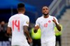Canada forward Cyle Larin (17) celebrates after scoring a goal during the first half of a CONCACAF Gold Cup soccer match against Martinique Sunday, July 11, 2021, in Kansas City, Kan. THE CANADIAN PRESS/AP, Charlie Riedel